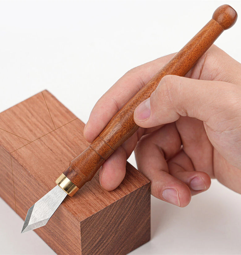 Woodworking Marking Knife MG0-000-0166 1.1mm High Speed Steel Blade Sourwood Handle Brass Ferrule Lightweight Compact Craft DIY Tool