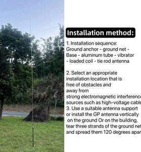 3.5-50MHz 80M-6M 10-band 100W HF Portable Shortwave GP Antenna 10-band Outdoor Shortwave Antenna for HF Shortwave Radio