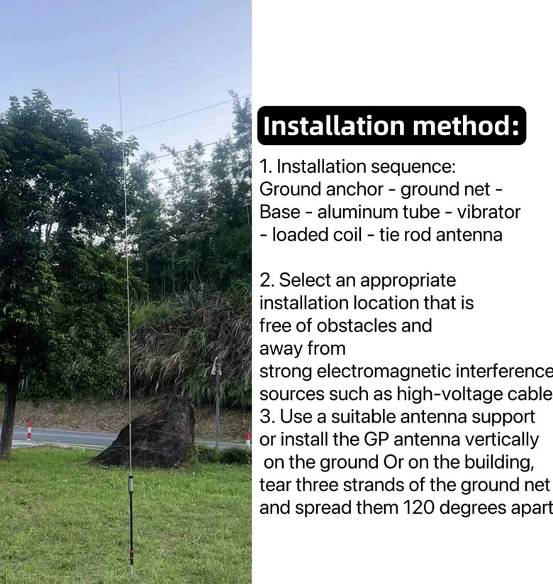 3.5-50MHz 80M-6M 10-band 100W HF Portable Shortwave GP Antenna 10-band Outdoor Shortwave Antenna for HF Shortwave Radio