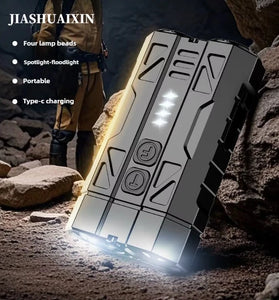 Bikight EDC Flashlight White Long Beam +3xTG3 LEDs Type-C Rechargeable Dual Switch Spotlight and  Floodlight Aluminum Alloy Tactical Flashlight for Outdoor Camping Hiking Emergency