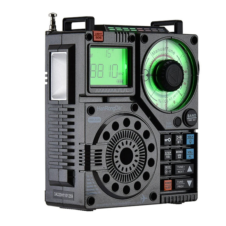 HanRongDa HRD-A320 Radio AIR FM MW SW VHF WB Multi-band Radio bluetooth Speaker Aviation Band Radio Portable 995 Channels LED Flashlight SOS Alarm 2000mAh Radios