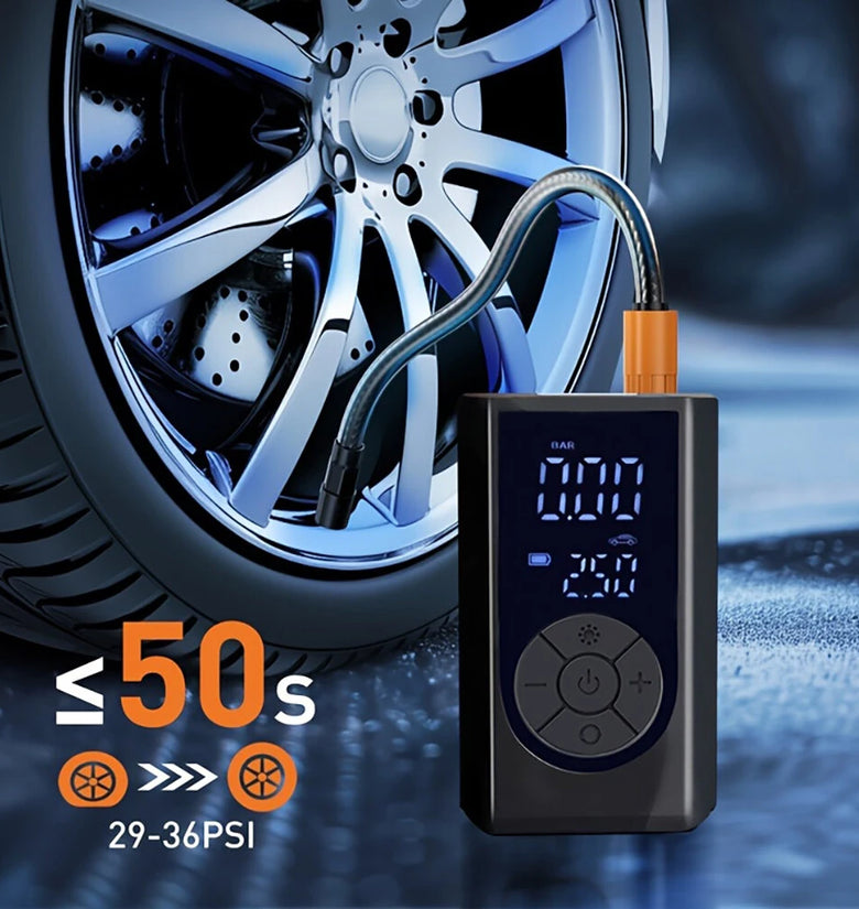 Portable Cordless Electric Air Compressor Pump with LED Emergency Light USB Rechargeable Fits for Car Tires Bicycles and Sports Balls