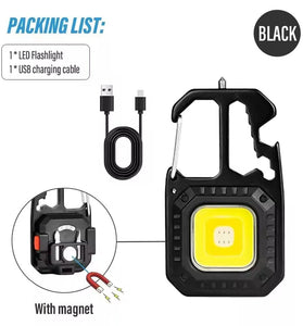 Mini COB LED Flashlight Keychain Lights Screwdriver Emergency Wrench Hammer Portable Key Ring Work Light Torch Outdoor Camping