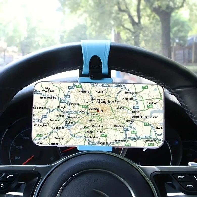 Car Steering Wheel Phone Holder Hook Mount Navigation Adjustable Mobile Phone Bracket Support for iPhone Xiaomi/Samsung Universal