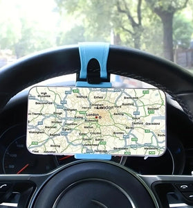 Car Steering Wheel Phone Holder Hook Mount Navigation Adjustable Mobile Phone Bracket Support for iPhone Xiaomi/Samsung Universal