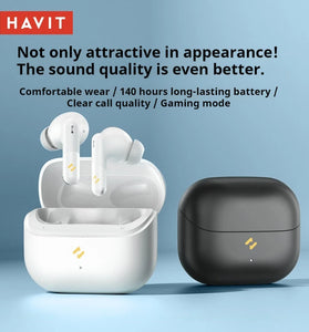 Havit TW982 TWS Earbuds bluetooth Earphone 13mm Magnet Dynamic Unit HiFi Stereo AI-ENC Call Noise Cancelling 40H Playback Low Game Delay Sports Headphones