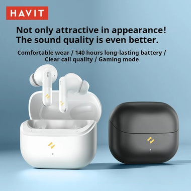 Havit TW982 TWS Earbuds bluetooth Earphone 13mm Magnet Dynamic Unit HiFi Stereo AI-ENC Call Noise Cancelling 40H Playback Low Game Delay Sports Headphones