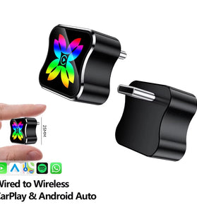 LAESD Q1BF 2-in-1 Wireless CarPlay Android Auto Smart Box Type-C Port Plug and Play Wired to Wireless Adapter