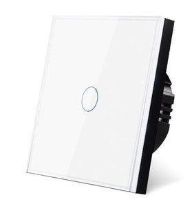 UBARO 1 Gang 86 Type Smart Wall Touch Switch Tempered Glass Panel Single Live Wire Waterproof Heat Resistant LED Indicator