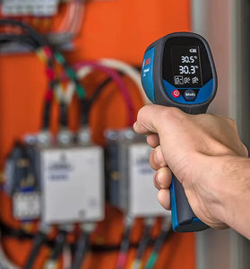 GIS500 Infrared Thermometer -30C to 500C High Precision Laser Digital Temperature Heat Test with Continuous Measuring Emissivity Adjustment Ergonomic Design