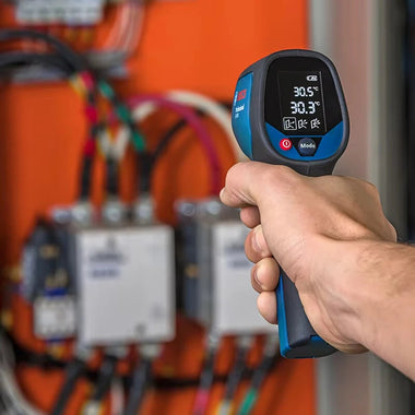 GIS500 Infrared Thermometer -30C to 500C High Precision Laser Digital Temperature Heat Test with Continuous Measuring Emissivity Adjustment Ergonomic Design