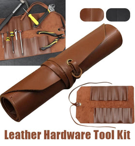 Portable Leather Tool Roll Bag Multifunction Hardware Cutter Wrench Storage Leather Roll Portable Pouch Tool Bag Wrench Tool