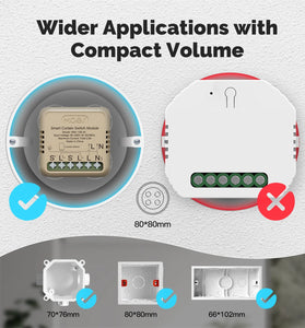 MOES WM-108-M WiFi Tuya Smart Curtain Switch Module 90-250V AC App Remote Motor Steering Calibration Smart Home Automation Voice Control with Alexa Google Assistant