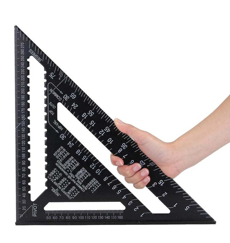 Triangle Angle Ruler 7/12 inch Metric Aluminum Alloy Angle Protractor Triangular Measuring Ruler Woodwork Speed Square Triangle