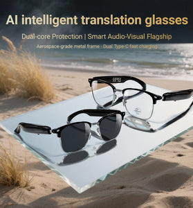F20 Smart AI Translation Glasses Real Time Translator 100+ Language bluetooth 5.4 Hands Free Call Music Anti Blue Light/UV Protection Touch Control Smart Audio Glasses Dual Type-C Charging Interface