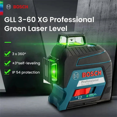 GLL3-60XG 3D Green Laser Level 12 Lines Auto-Leveling 30m Range IP54 High Accuracy Construction Tool