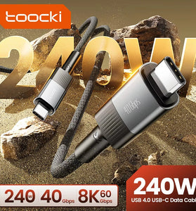 Toocki TQ-X67A PD240W Type-C to Type-C Cable Support 8K@60Hz 40Gbps PD3.1 Fast Charging Data Transmission Tinned Copper Core Line 1M Long for iPhone 17 17Pro Max 16 15 for Xiaomi 17pro for Huawei Mate XTs for OPPO for VIVO