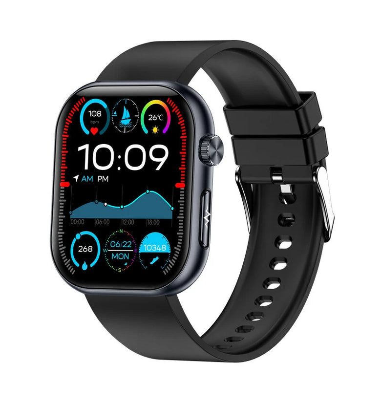 ET587 1.96inch AMOLED Display ECG Function Micro-physical Examination SOS Emergency bluetooth Call Heart Rate Blood Pressure Blood Oxygen Monitor Sleep Body Temperature Measurement Women's Health Multi-sport Modes IP68 Waterproof Smart Watch
