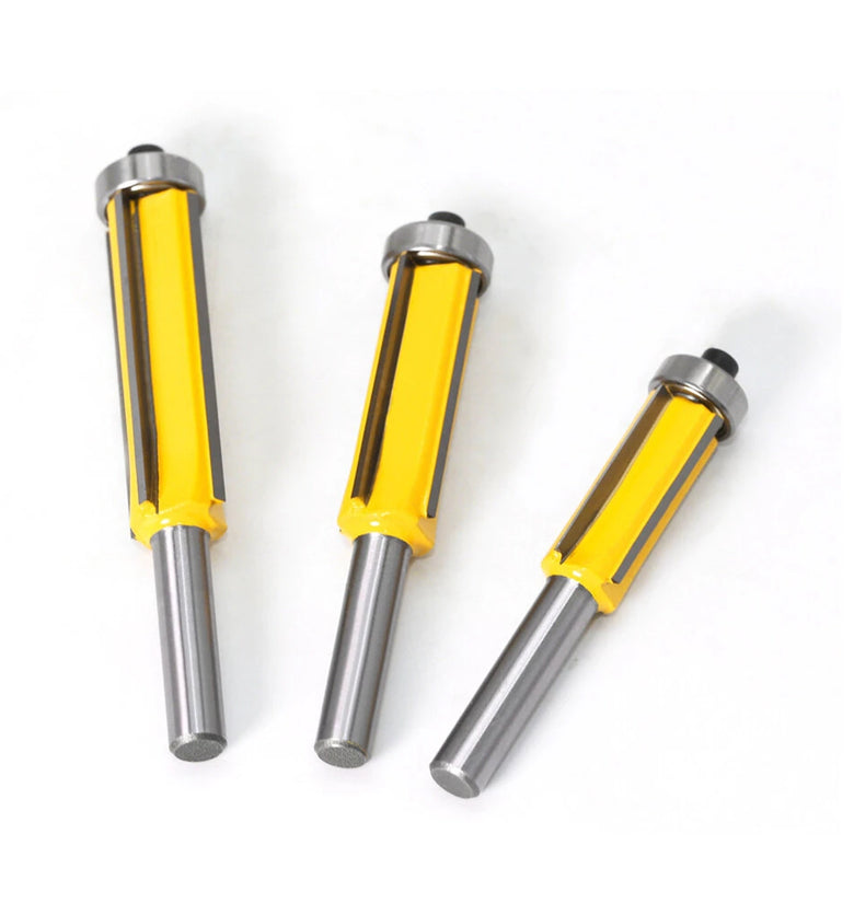 8mm Shank 4 Flute Tungsten Steel Router Bit with Bearing for Wood Trimming Deburring Fillet Rounding Engraving