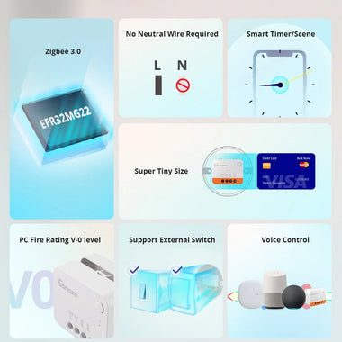 5Pcs Sonoff ZBMINI L2 Smart Zigbe3.0 Switch No Neutral Required Intelligent Two-way Control Relay Module Timer Voice Control with Alexa Google Zigbe Hubs