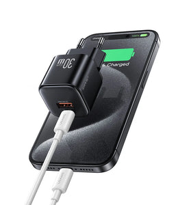 [GaN Tech] USAMS CC263 30W 2-Port USB Charger USB-A+USB-C Fast Charging Wall Charger Adapter EU Plug for iPhone 16 16 Pro 15 14 13 Pro Max for Huawei Pura X for Xiaomi 15pro for Samsung Galaxy S25 Ultra