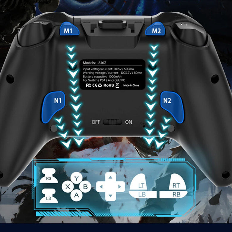 CX-268 Wireless Gaming Controller with Hall Joystick and Hall Trigger RGB Lighting Vibration&Turbo Function Programmable Back Buttons 1000mAh Battery Gamepad for PS4 Switch PC Android iOS