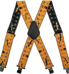 5cm Elastic Ruler Men's Suspender 4 Clips X-shaped Adjustable Casual Trousers Strap for Work Construction Tailoring