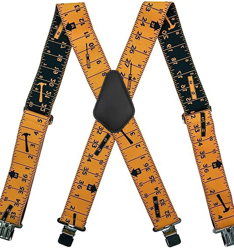 5cm Elastic Ruler Men's Suspender 4 Clips X-shaped Adjustable Casual Trousers Strap for Work Construction Tailoring
