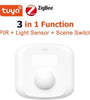 Tuya Wifi Zigbe Mini Sensor Body PIR Sensor With Light Sensor Scene Switch Function Smart Life App Support Alexa Google Home