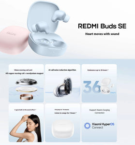 Xiaomi Redmi Buds SE TWS Earbuds bluetooth V5.4 Earphone 10mm Drivers AI Call Noise Cancelling 36H Playback 5 EQ Modes Touch Control In-ear Sports Headphone with Mic