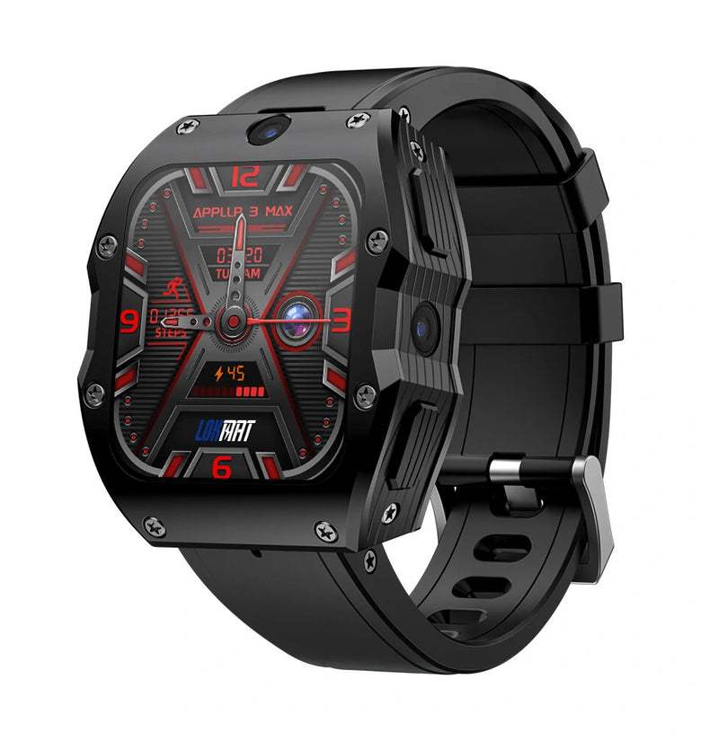 LOKMAT APPLLP 3 MAX 2.02 inch HD TFT Display bluetooth Call Heart Rate SpO2 Monitor Sleep Monitoring SOS Multi-sport Modes Music Playback IP68 Waterproof 4G Smart Watch