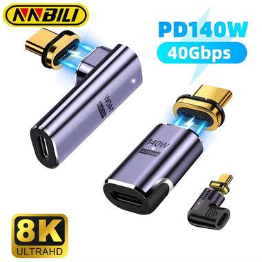 140W USB4.0 40Gbps Thunderbolt3 Magnetic Type-C to Type-C Fast Chargeing Magnet Converter Cable 8K@60Hz OTG USB Type C Adapter