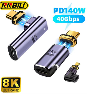 140W USB4.0 40Gbps Thunderbolt3 Magnetic Type-C to Type-C Fast Chargeing Magnet Converter Cable 8K@60Hz OTG USB Type C Adapter
