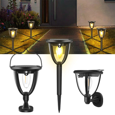 2 Pack Outdoor Motion Sensor Solar Lights with 3 Modes 3 Installation Options IP65 Waterproof 1200mAh Battery Auto On/Off Garden Pathway Lighting