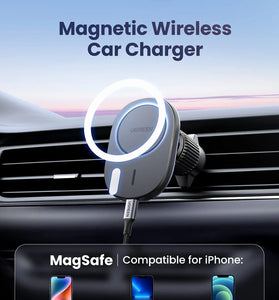 UGREEN Magnetic Cordless Car Phone Holder Charger Air Vent Suction Cup Navigation Bracket