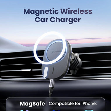 UGREEN Magnetic Cordless Car Phone Holder Charger Air Vent Suction Cup Navigation Bracket