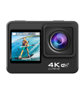 AUSEK 4K 60fps Action Camera with Dual Screen Sport Camera Anti-Shake Remote Control Video Wifi Oet Wide Angle DV Camera Sports Camera 30m Waterproof Ratingutdoor Cycling Helm