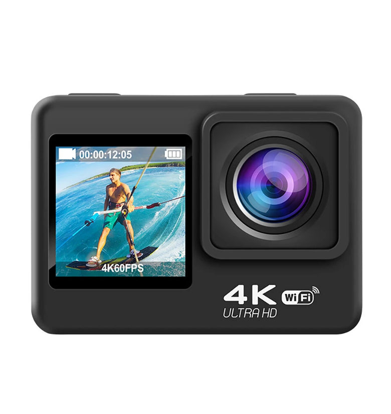 AUSEK 4K 60fps Action Camera with Dual Screen Sport Camera Anti-Shake Remote Control Video Wifi Oet Wide Angle DV Camera Sports Camera 30m Waterproof Ratingutdoor Cycling Helm