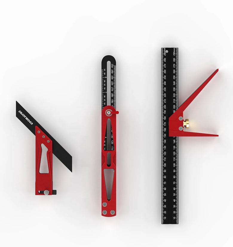 ENJOYWOOD 3PCS Multi-angle Measuring Ruler Square Ruler Metric and Imperial Scale Woodworking Scribing Measure Tools for Marking and Measuring