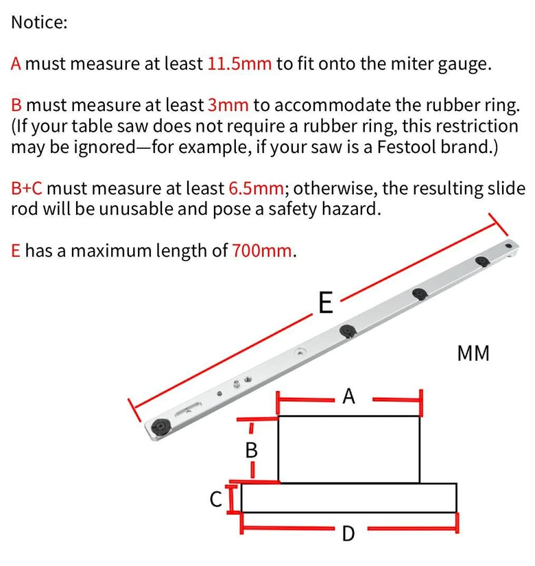 HONGDUI Custom Slider Miter Bar Fit For U Shape or T Shape Slot Customized According To Your Drawing Please note the size information