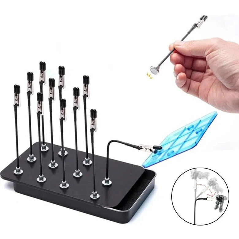 12PCS Magnetic Bendable Alligator Clip Sticks Set Model Painting Stand Base Holder Modeling Tools For Airbrush Easy Install