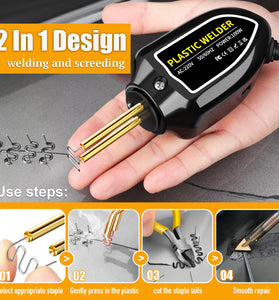 XCER-110 Plastic Welding Machine 100W Hot Stapler PVC Welder Gun Quick Heating Multifunctional Welding Kit for Car Bumper Dashboard Radiator Repair