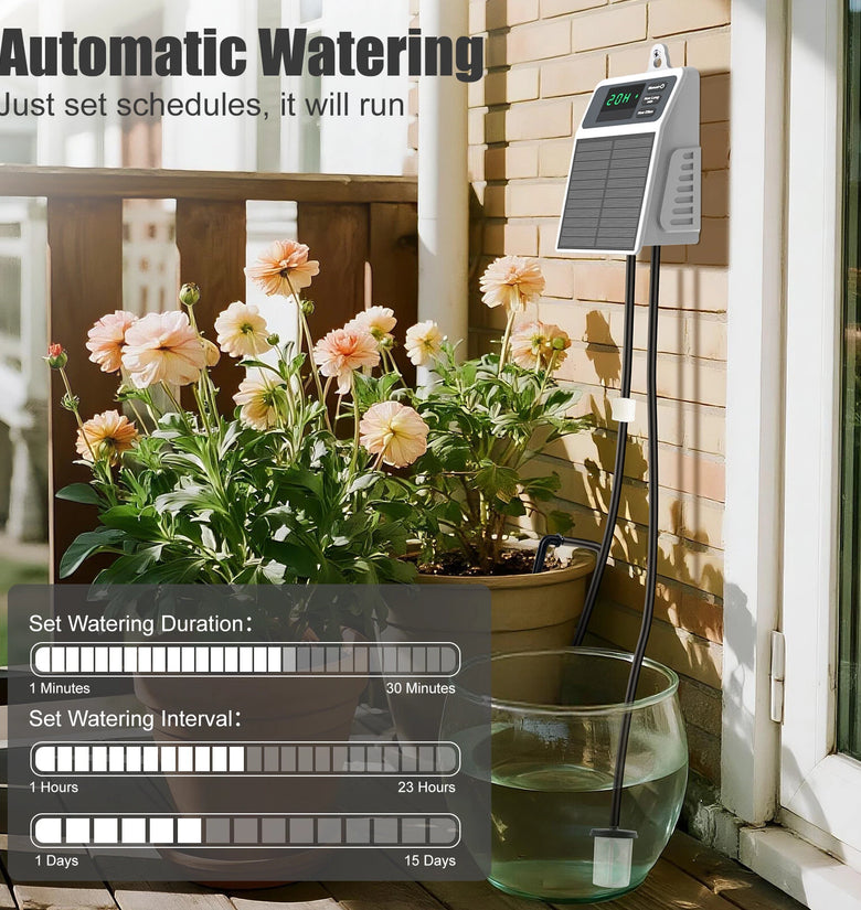 SOP17 Upgraded Solar Drip Irrigation System Automatic Watering Plants Supplies for Home and Garden Balcony Greenhouse Hanging Plants
