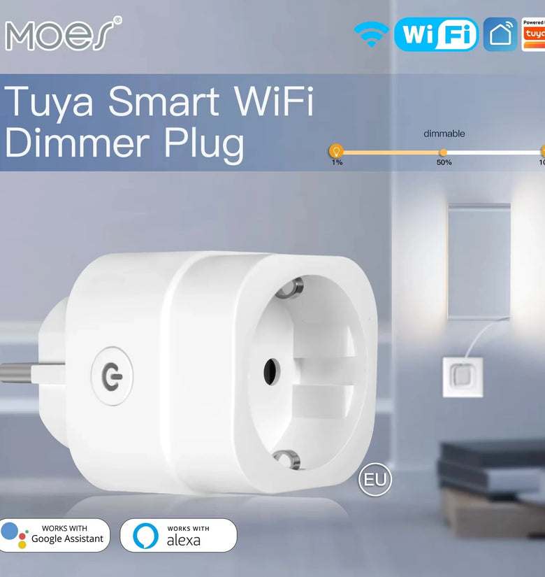 MOES Tuya WiFi Smart Dimmer Plug Brightness Adjust Timer for Tuya & Smart Life App Voice Control Work with Alexa Google Assistant