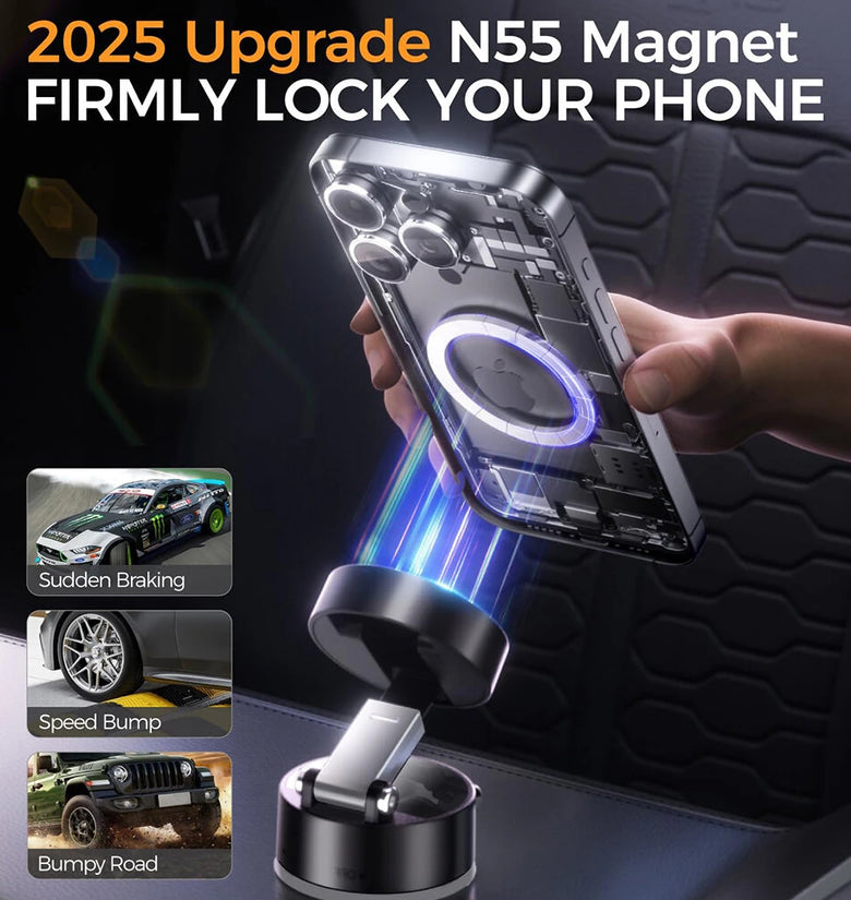 Car Vacuum Suction Phone Holder Double-Sided Suction Cup 360 Rotatable Multi-Angle Adjustable Ultra-Strong Vacuum Adsorption