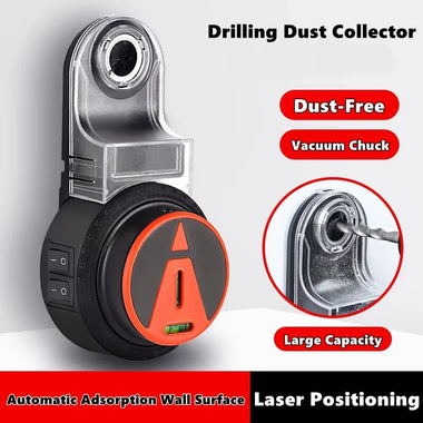360  Rotatable Drilling Dust Collector Electric Vacuum Suction Laser Level Double Line Horizontal Built-in Rechargeable Lithium Battery Precise Alignment Dust-Free Drilling Tool