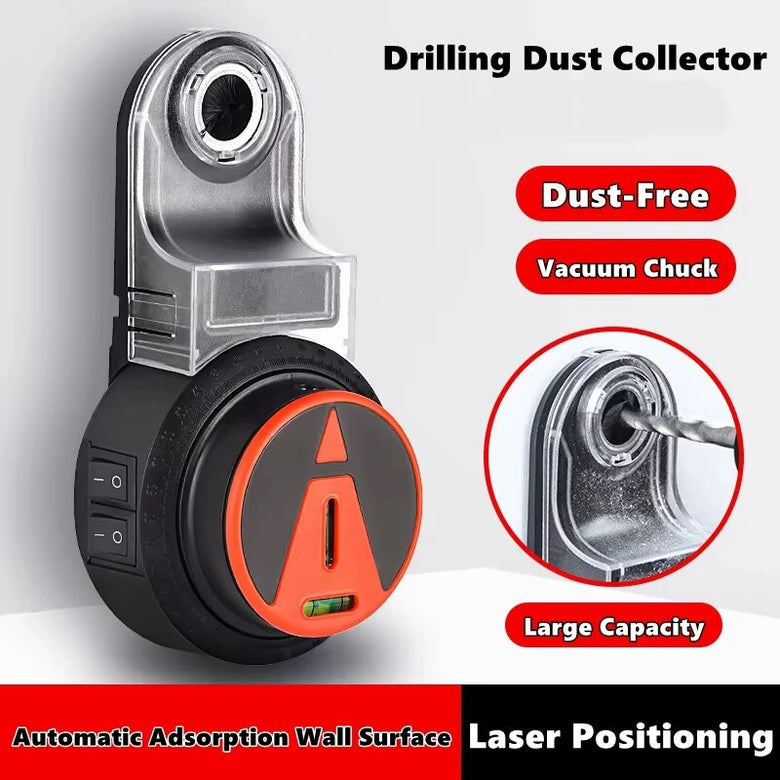 360  Rotatable Drilling Dust Collector Electric Vacuum Suction Laser Level Double Line Horizontal Built-in Rechargeable Lithium Battery Precise Alignment Dust-Free Drilling Tool