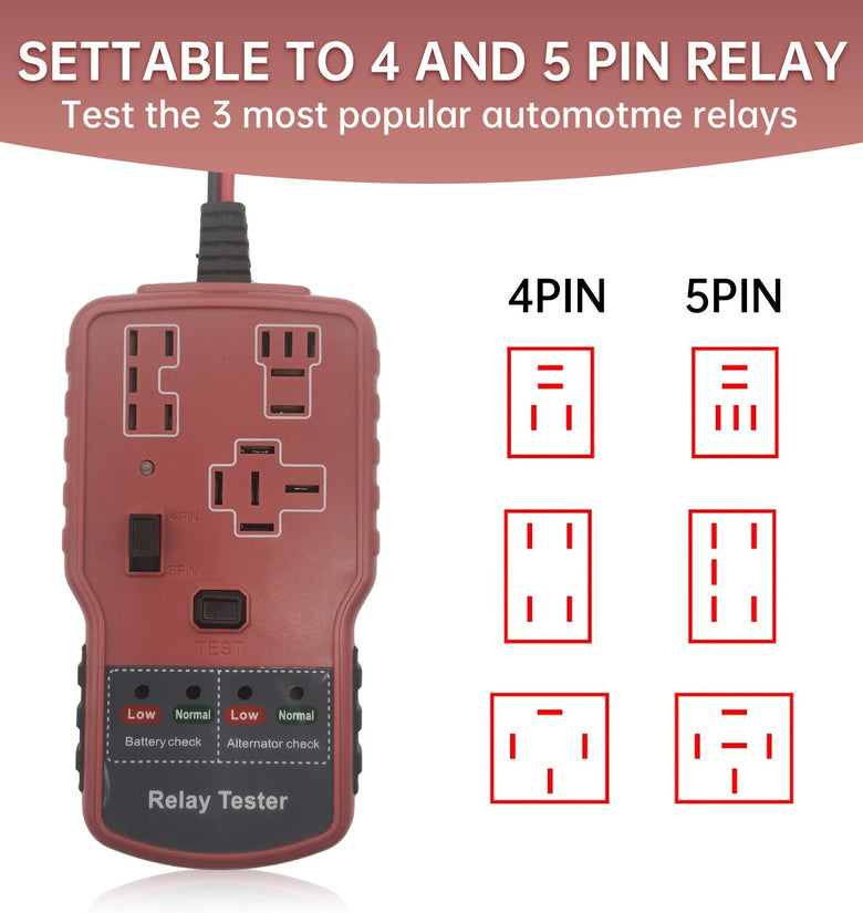 RT-900 12V Car Battery Relay Tester Car Battery Checker Automotive Electronic Relay Tester Broad Voltage 5-16V Range Operates in 0-50C  LED Indicator Light