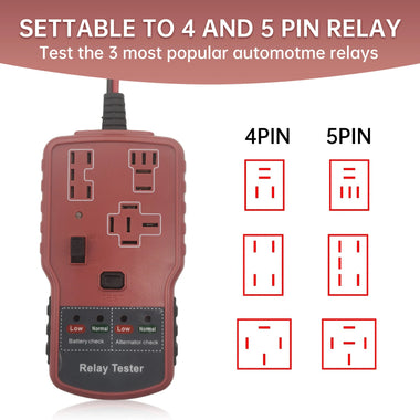 RT-900 12V Car Battery Relay Tester Car Battery Checker Automotive Electronic Relay Tester Broad Voltage 5-16V Range Operates in 0-50C  LED Indicator Light