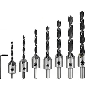 5/8PCS Countersink Drill Bit Set HSS4241 Titanium Coated 90 Chamfer 3-10mm Round Handle High-Speed Steel for Wood Metal Plastic